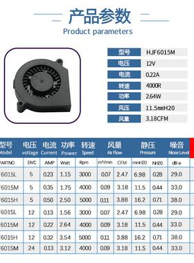新款静音6015涡轮鼓风机 60*60*15mm加湿器12V24V双滚珠离心包邮