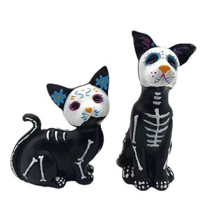 跨境直销万圣节Halloween鬼节树脂工艺品可爱小花猫狗摆件装饰品