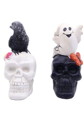 跨境新款万圣节鬼节鬼头乌鸦水鬼家居办公桌面装饰品创意精美摆件