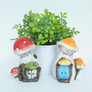 厂家直销蘑菇屋摆件创意微景观花盆装 新款 饰阳台花园居家现货