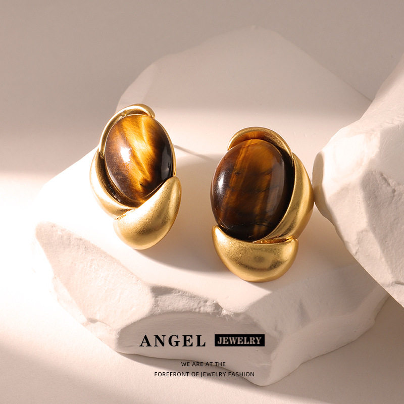 大女主耳饰天然石耳环配大衣耳环气质耳钉经典小香风耳饰女