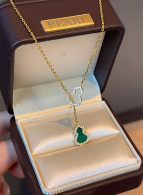 s925纯银孔雀石葫芦项链轻奢小众时尚设计感锁骨吊坠