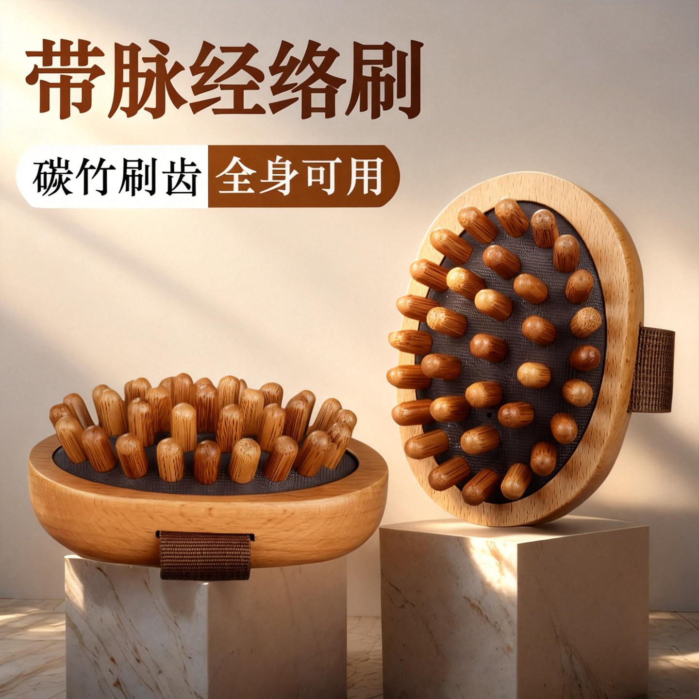 榉木气垫按摩刷头部经络按摩梳男女筋络刮痧全身按摩缓解疲劳干刷