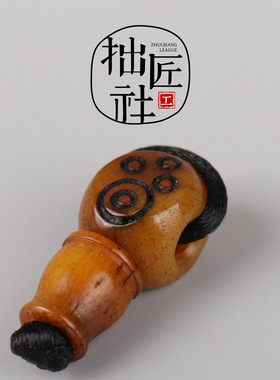 藏式牛骨咒点佛头 文玩三通配饰 佛珠念珠手串分体式三通佛头