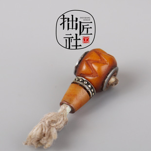 藏民手工制牛骨吞噬分体佛头 佛珠念珠手串三通配饰 镶嵌佛头