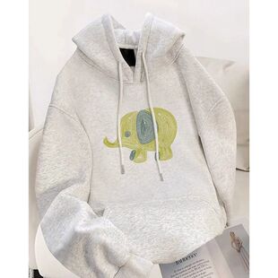 2025年秋冬新款爆款灰色连帽卫衣女款宽松设计感上衣加绒加厚外套