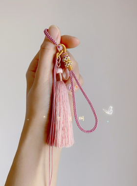 DIY手工编织手机壳挂饰钥匙扣玉石挂件流苏手机链水晶吊坠包饰品
