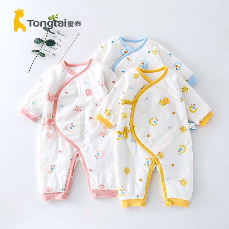 童泰春秋冬薄棉新生儿和服连体衣