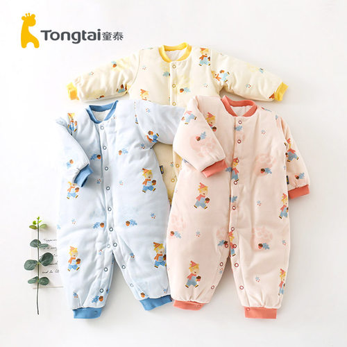 童泰冬季纯棉闭裆棉哈衣连体棉衣