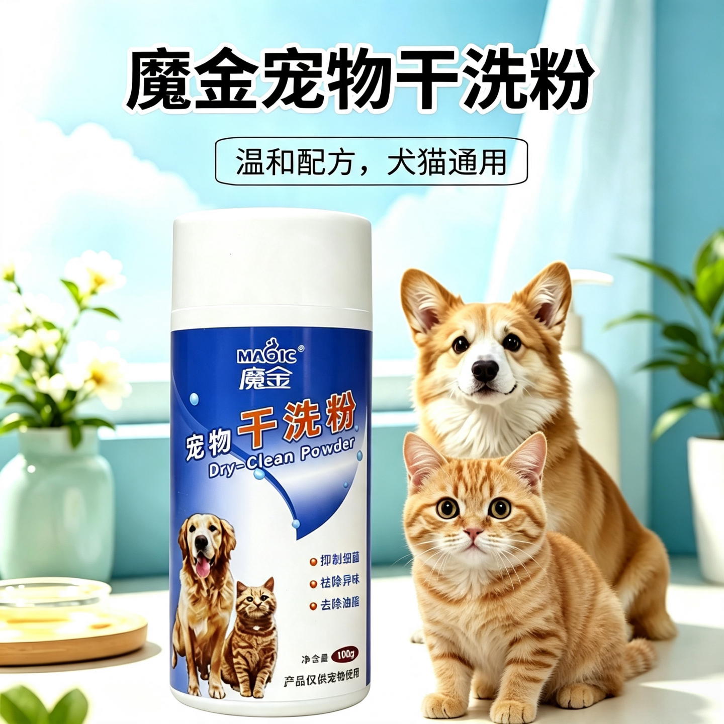 魔金宠物干洗粉猫咪狗狗幼犬幼猫泰迪免洗香波洗澡液包邮