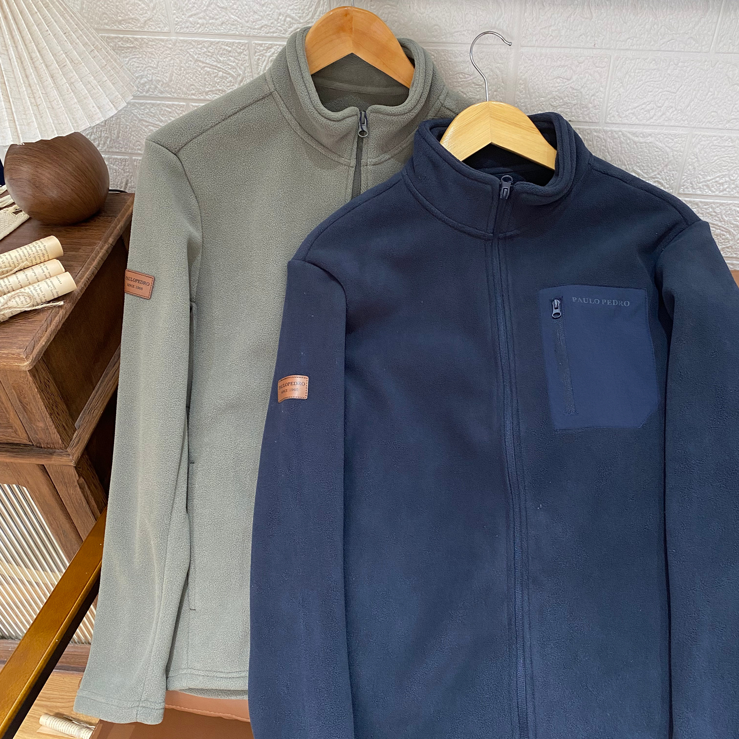 保罗彼得男士双色摇粒绒外套