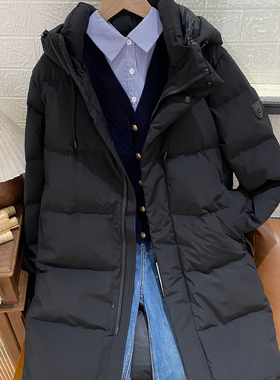 保罗彼得 专柜同款女式连帽羽绒服中长款90白鸭绒 轻盈RQEDR00481