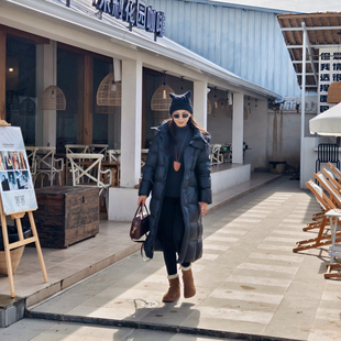 女式中长款带帽羽绒服过膝时尚90鸭绒 商场同款轻盈保暖RQDD76400