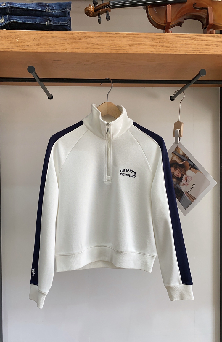 保罗彼得女式卫衣立领半拉链