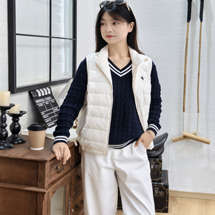 保罗彼得专柜正品女装羽绒背心马甲外套 立领白色SKDD76641