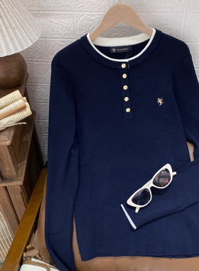 保罗彼得专柜正品秋新款女士圆领针织衫显瘦毛衣打底衫UKECZ00920