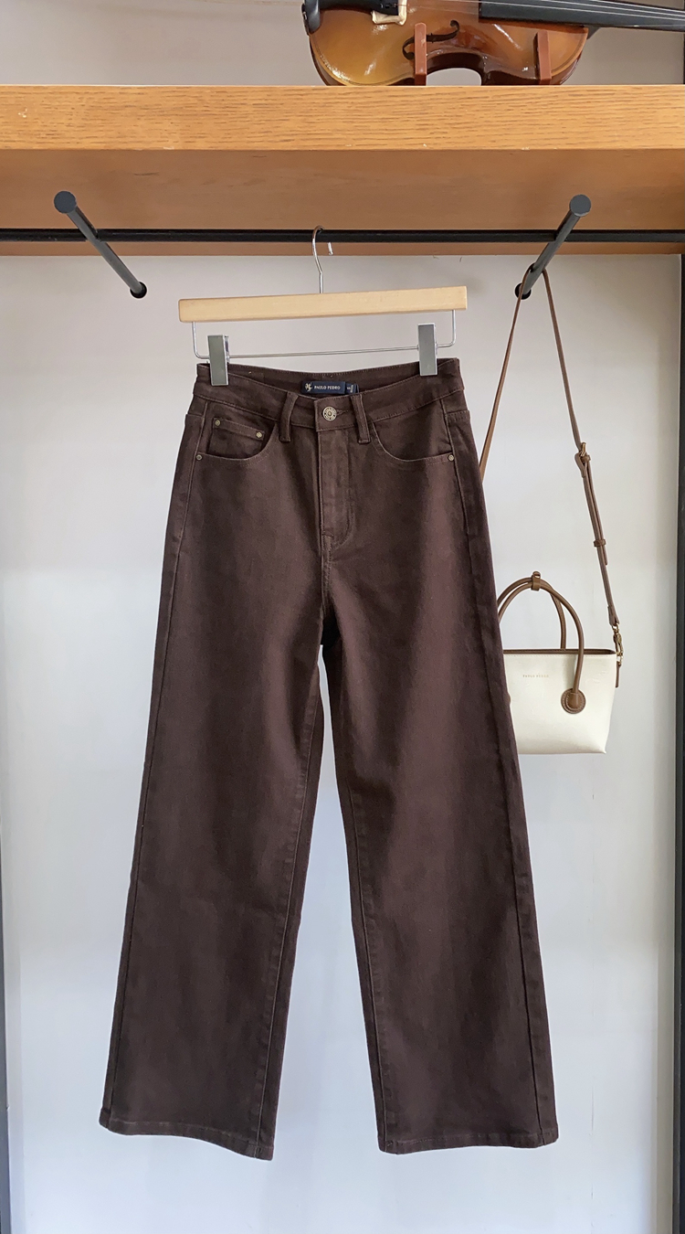 保罗彼得女式牛仔裤阔腿裤