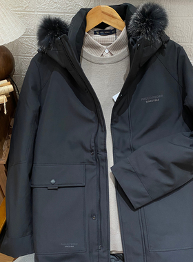 保罗彼得男士中长款狐狸毛领獭兔内胆可拆卸保暖羽绒服RTCD34180