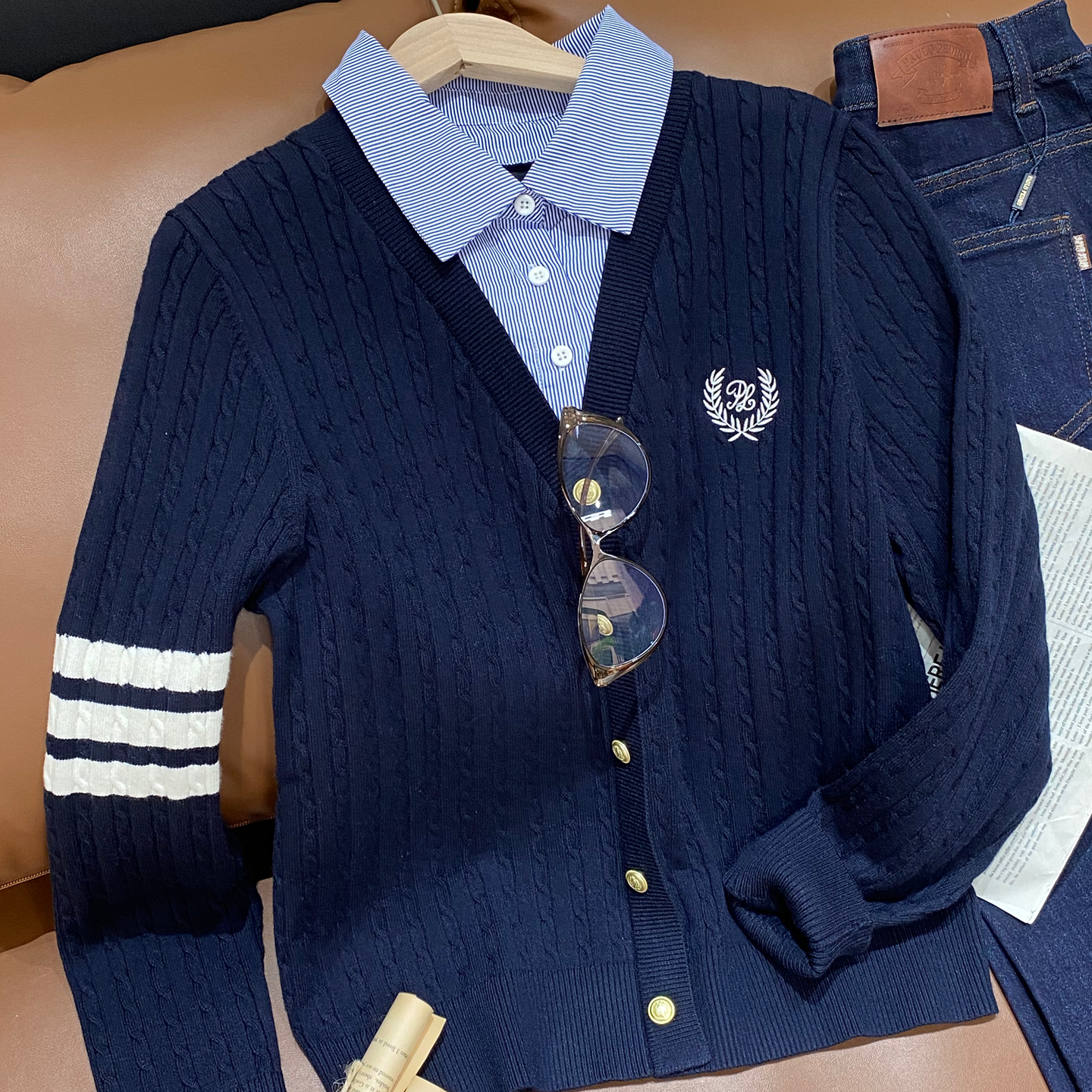 保罗彼得女士假两件针织衫时尚