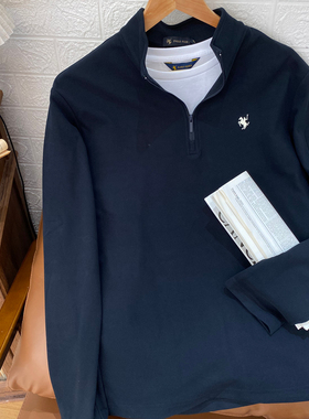 保罗彼得 专柜正品男式长袖T恤 半拉链 亲肤柔软 简约DTECT00070