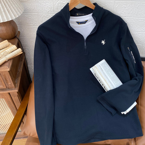 保罗彼得男式长袖T恤半拉链