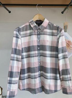 保罗彼得 女式翻领长袖格子衬衫专柜正品 洋气时尚 舒适CBDC59110