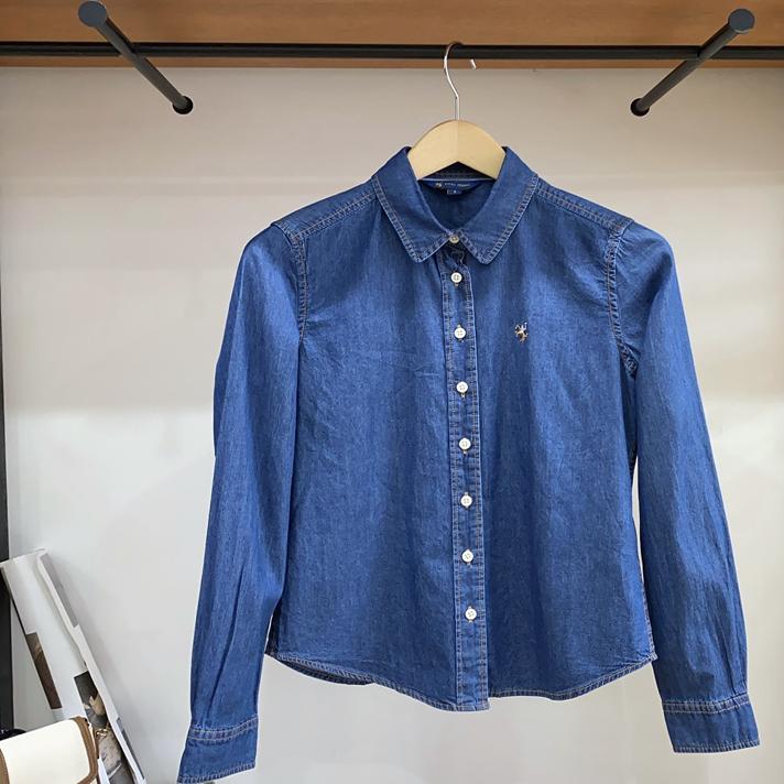 保罗专柜女士牛仔衬衫翻领长袖