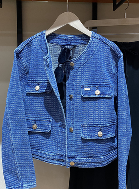 保罗彼得2025春装新款女士长袖牛仔外套圆领小香风时尚NIEA73740