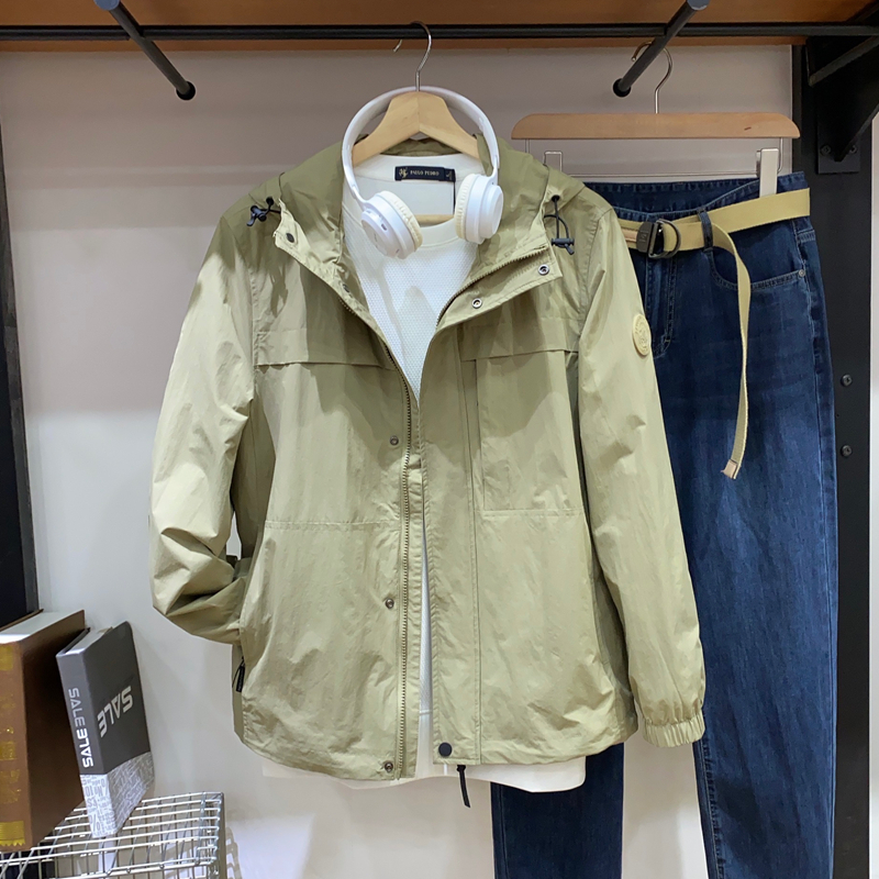 保罗彼得 25年新春款男士冲锋衣夹克连帽 简约百搭休闲RWEA73690
