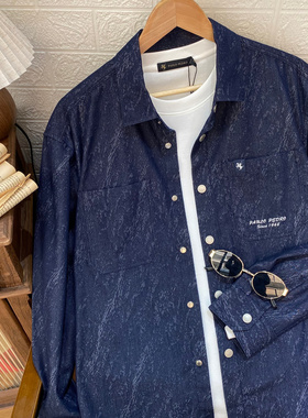 男士牛仔衬衫 保罗彼得专柜正品男士翻领可外穿时尚CKFAC00450