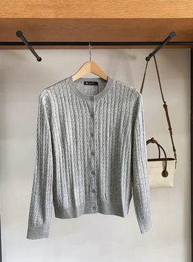 保罗彼得 专柜正品秋季新款女士圆领针织开衫 绞花 舒适MMDC65293