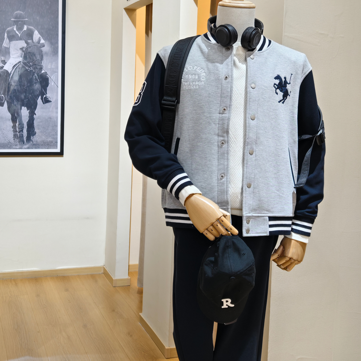 保罗彼得男士学院风棒球服