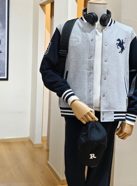 保罗彼得 专柜正品男士学院风棒球服撞色刺绣大马标加绒TBCD72520