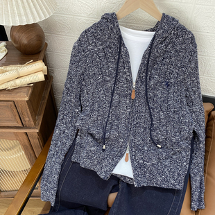 保罗彼得专柜正品女士双拉链连帽针织开衫2025秋季新款UKECZ00291