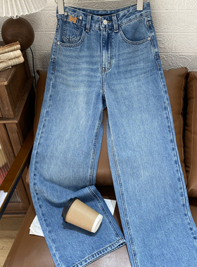 保罗彼得正品 女士窄版阔腿裤牛仔裤春款 显瘦百搭 BLFAN00690