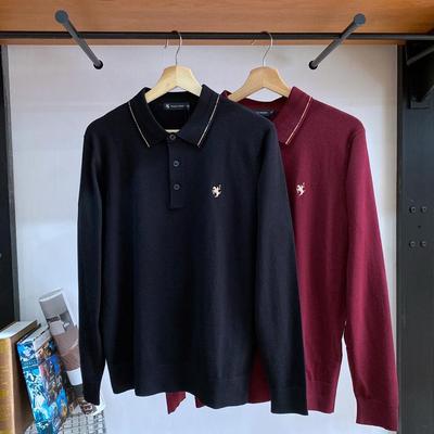 保罗彼得男士翻领长袖针织衫休闲