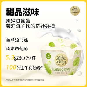 北海牧场0蔗糖酸奶流心杨枝甘露草莓白葡萄茉莉多口味风味发酵乳