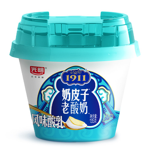 光明1911奶皮子老酸奶原味风味发酵乳135克杯装