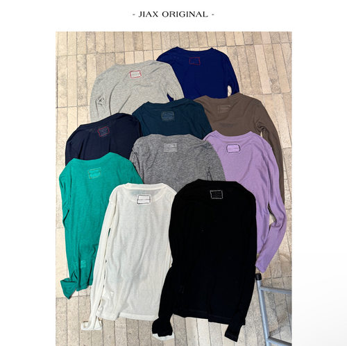 JIAX2026春夏休闲撞色明线微透打底上衣女ins韩版天丝羊毛薄款t恤