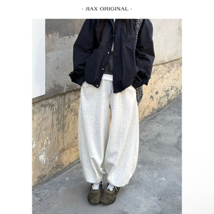 UPONE 女韩版 宽松显瘦束脚直筒两穿休闲裤 早春松紧腰抽绳阔腿卫裤