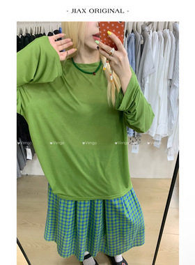 Vengo 春夏纯色简约圆领防晒t恤女ins韩版宽松休闲百搭薄款上衣