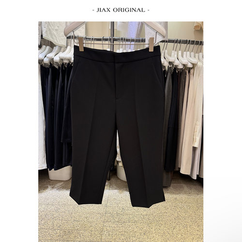 WUZHI 春夏简约纯色开叉休闲五分裤女小众西装料修身显瘦骑行裤