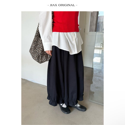 UPONE 春款下摆荷叶边花苞裙女ins韩版宽松显瘦遮肉小个子半身裙