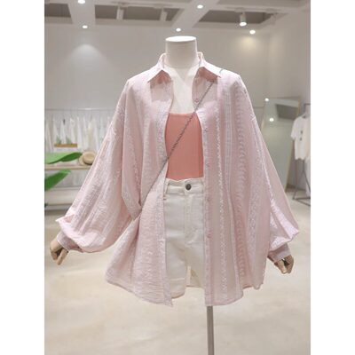 韩系薄款品质感钩花开衫