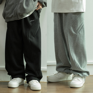 男孩加绒直筒裤2025新款冬青少年一体绒裤子加厚保暖卫裤宽松长裤