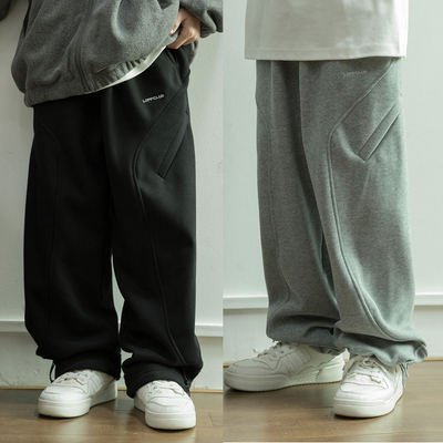 男孩加绒直筒裤2025新款冬青少年一体绒裤子加厚保暖卫裤宽松长裤