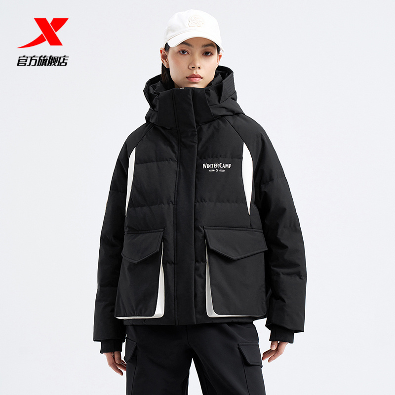 特步羽高校冬令营羽绒服女冬季新款加绒加厚保暖外套976428190284