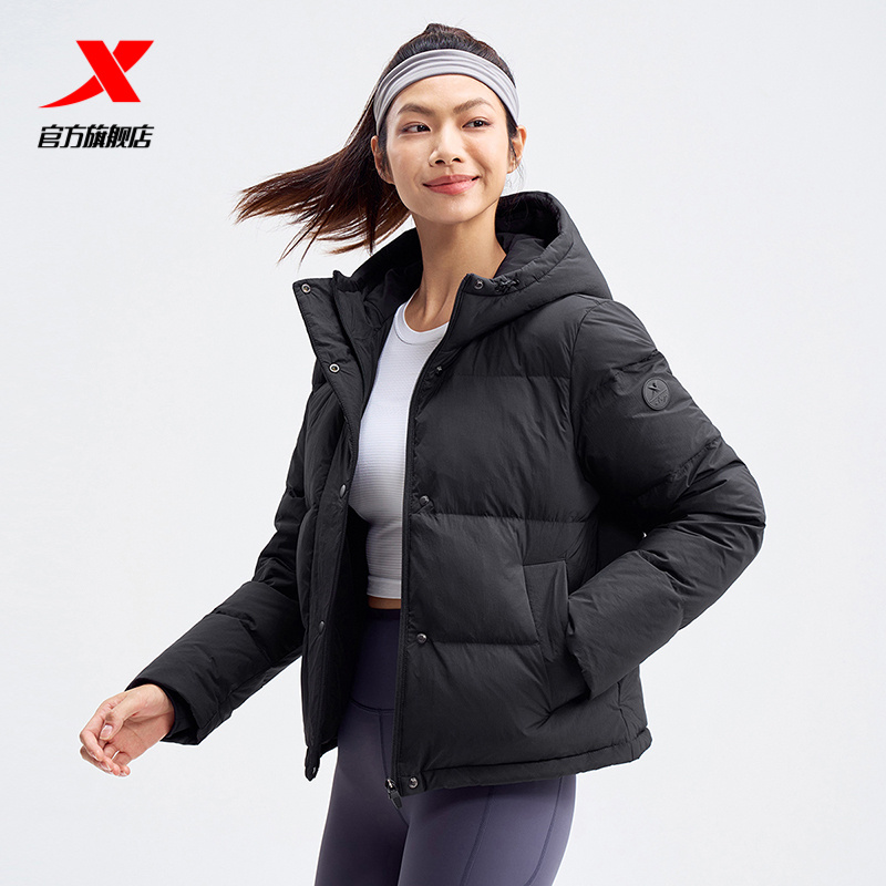 特步运动短款羽绒服女冬季新款加绒加厚保暖外套976428190118