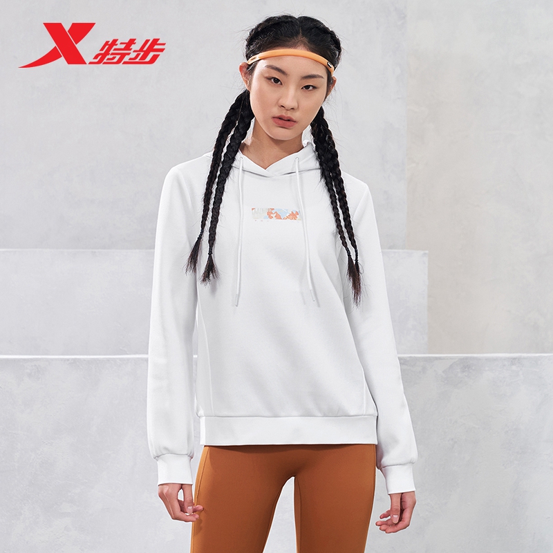 特步连帽卫衣女2024春季新款宽松健身训练女运动上衣976128930047