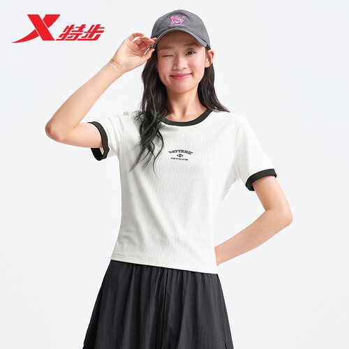 特步短袖女2026夏季新品女短袖针织衫透气T恤975228010263